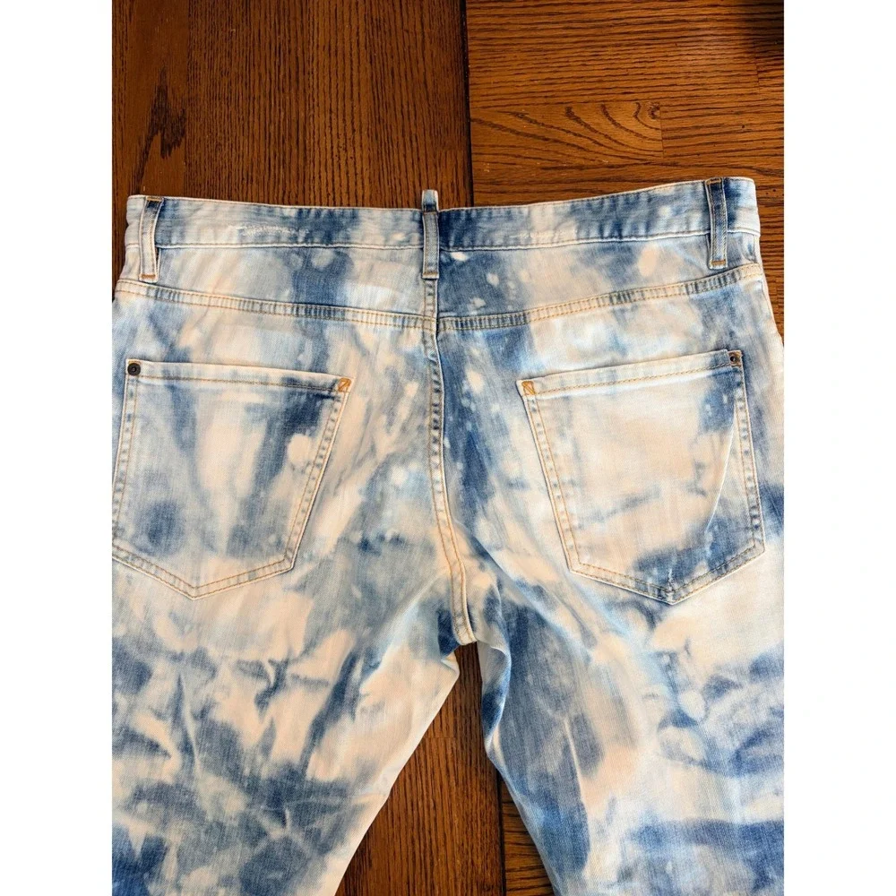 DSQUARED2 Cool Guy Jeans 52 Blue White Tie Dye Denim Made Italy Mens W36